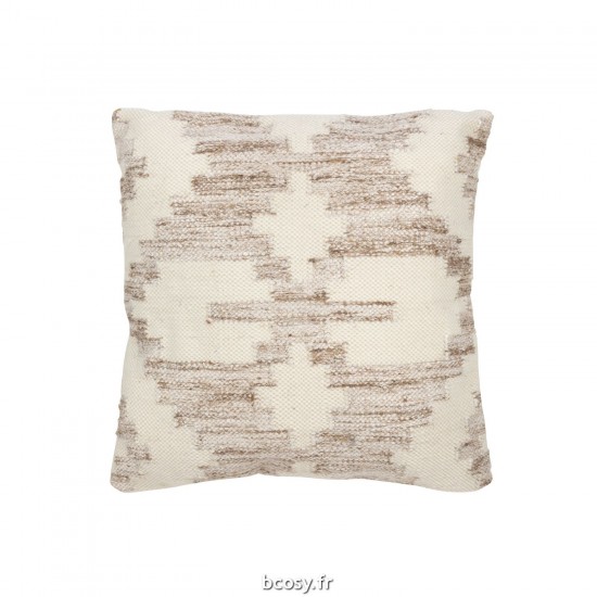 J-Line J Line coussins Jolipa Coussin Croix Éthnique Laine Cotton Crème Beige.
