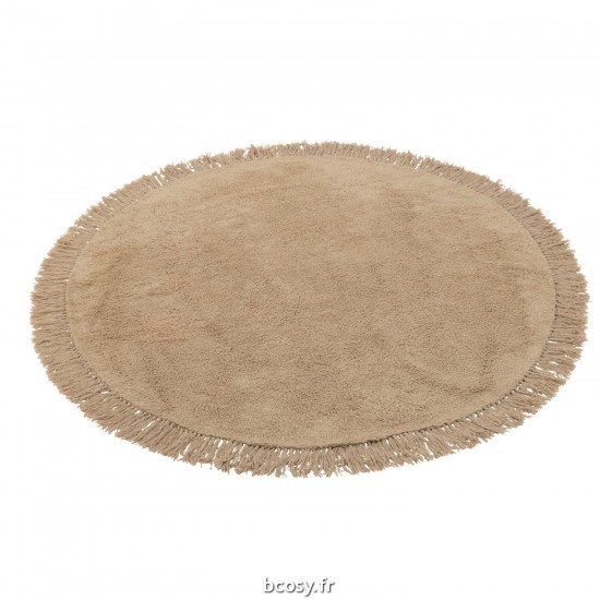 J-Line J Line tapis moquettes Jolipa Tapis Rond Franges Beige Foncé.