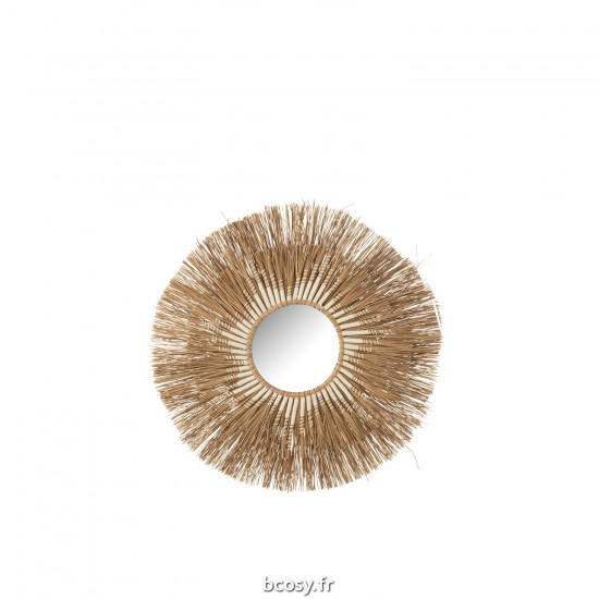 J-Line J Line Miroir mural Miroirs murals Jolipa Miroir Melissa Paille Naturel Blanc Small.