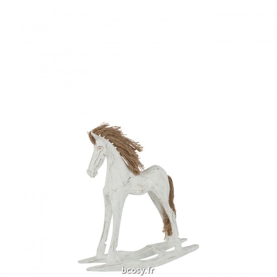J Line Cheval A Bascule Bois D'Albasia Blanc Small JLine 42413 by Jolipa 42413.