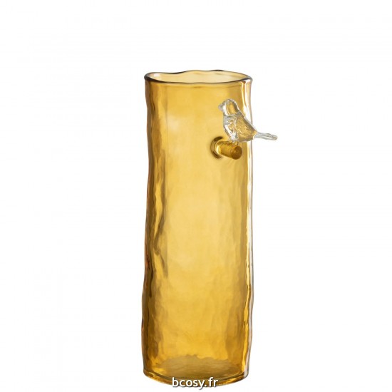 J Line Vase Long Oiseau Verre Ocre Small JLine 42490 by Jolipa 42490.