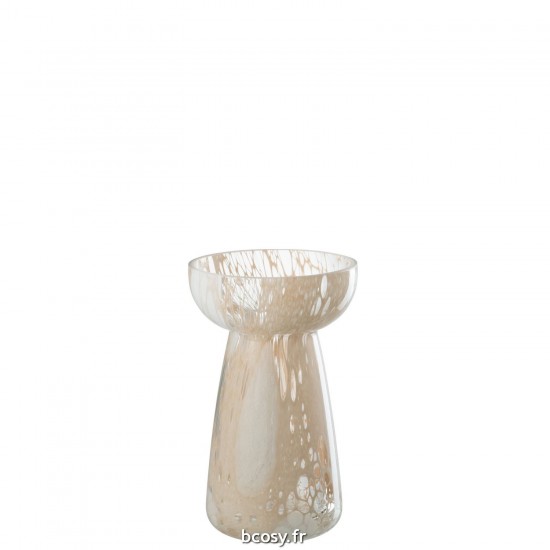 J Line Vase Haut Fils Verre Beige Blanc Small JLine 42496 by Jolipa 42496.