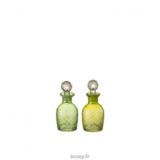 J-Line J Line Carafe Pichet Jolipa Carafe Feuil Verre Vert Small Assortiment De 2.
