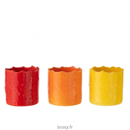 J Line Cachepot Fiesta Ceramique Mix JLine 43000 by Jolipa 43000 Assortiment de 3 pcs.