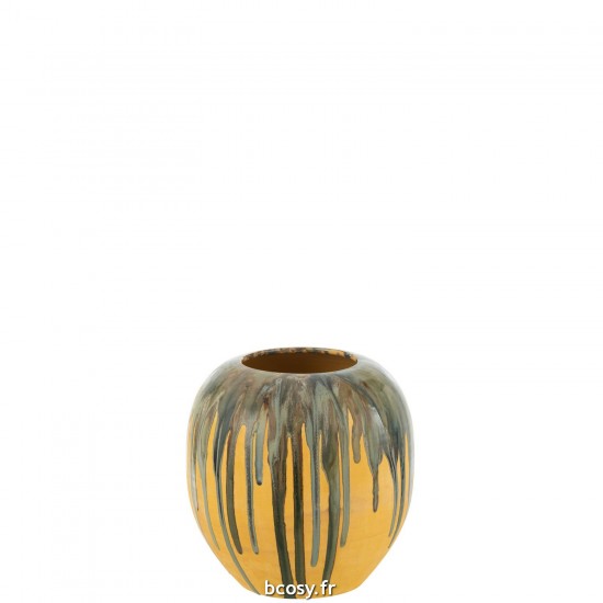 J Line Cachepot Peinture Ligne Ceramique Mix S JLine 43117 by Jolipa 43117.