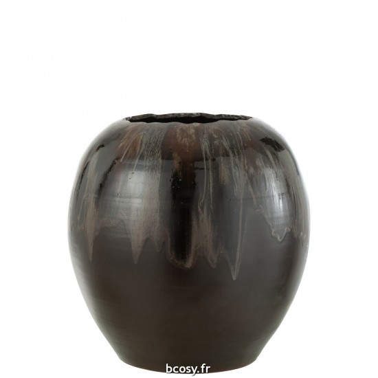 J-Line J Line cachepots de fleur Jolipa Cachepot Ceramique Brun Large.