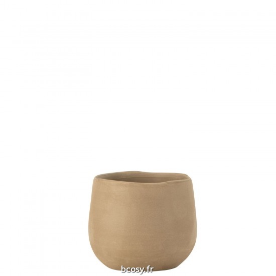 J Line Cachepot Uni Ceramique Beige Small JLine 43137 by Jolipa 43137.