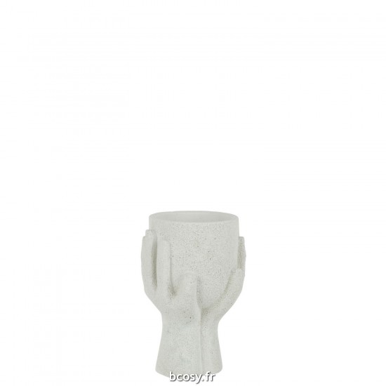 J Line Cachepot Mains Ciment Blanc Small JLine 43242 by Jolipa 43242.