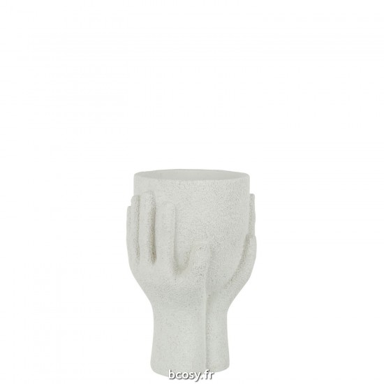 J Line Cachepot Mains Ciment Blanc Large JLine 43243 by Jolipa 43243.