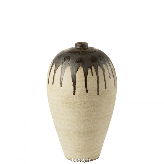 J Line Vase Lombok Ceramique Beige Brun Small JLine 43308 by Jolipa 43308.