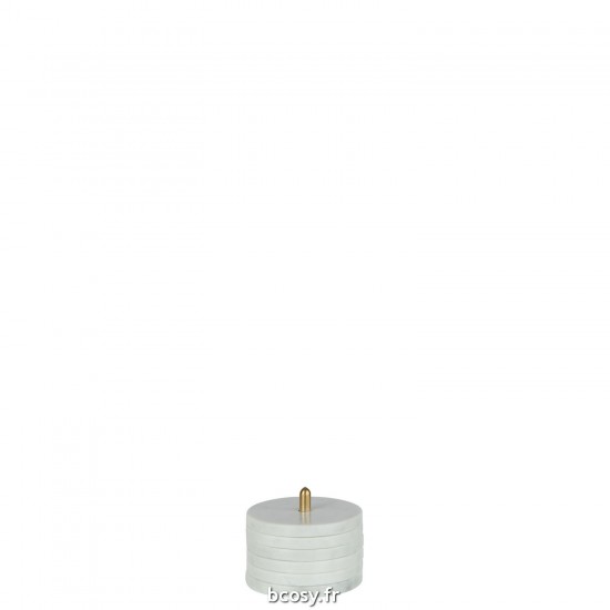 J Line Set 6 Sous Verres Socle Rond Marbre Blanc JLine 43902 by Jolipa 43902.