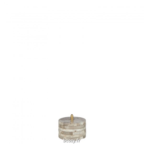 J Line Set 6 Sous Verres Socle Rond Marbre Beige JLine 43915 by Jolipa 43915.