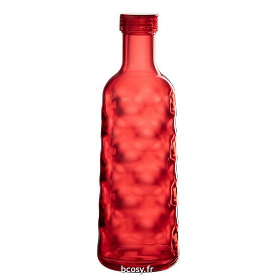 J-Line J Line Carafe Pichet Jolipa Bouteille Martelee Boite Cadeau Plastique Rouge.