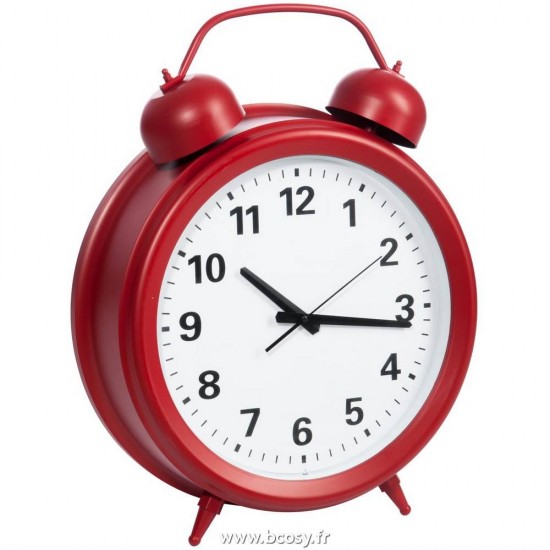 J Line Horloge Forme De Reveil Plastique Verre Rouge Jline 52556 by Jolipa 52556