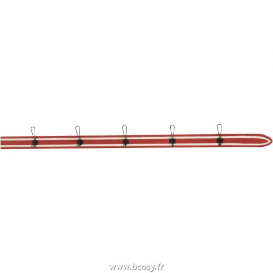 J-Line portemanteaux mural Jolipa Jline Portemanteau Ski 5 Crochets Bois Rouge Blanc