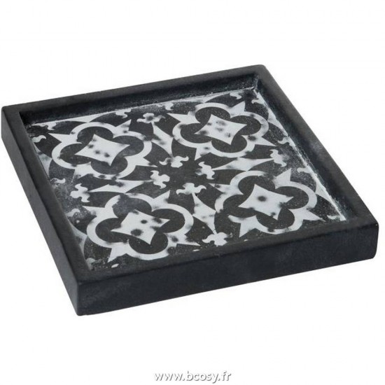 J-Line plateaux plats Jolipa Jline Plateau Oriental Ciment Noir Small 20X20X3Cm