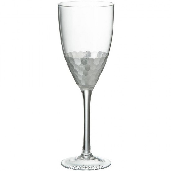 J Line Verre A Vin Rouge Verre Transparent Argent Jline 68261 by Jolipa 68261 Assortiment de 6 pcs