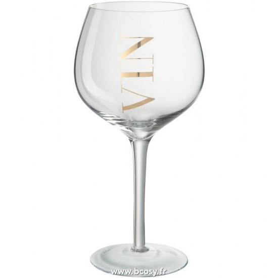 J Line Verre A Vin Rouge Verre Transparent Or Jline 68623 by Jolipa 68623 Assortiment de 6 pcs
