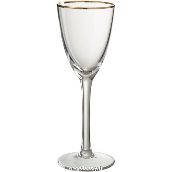 J Line Verre A Vin Or Bord Verre Transparent Or Jline 75218 by Jolipa 75218 Assortiment de 4 pcs