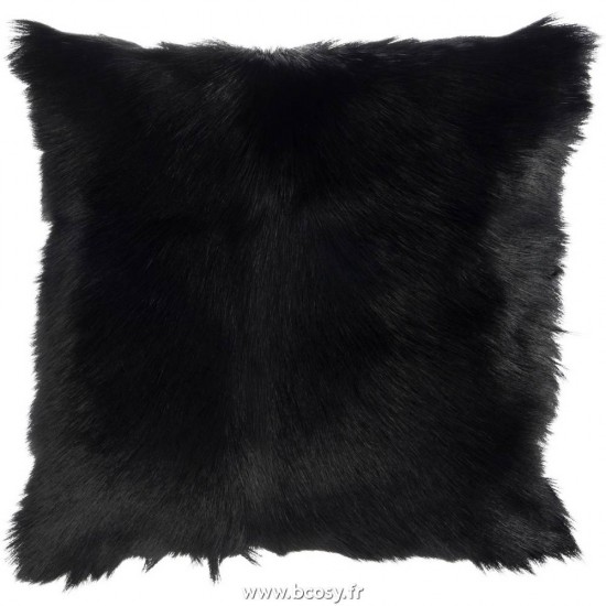 J-Line Coussin fourrure noire coussins Jolipa Jline Coussin Peau De Chevre Noir