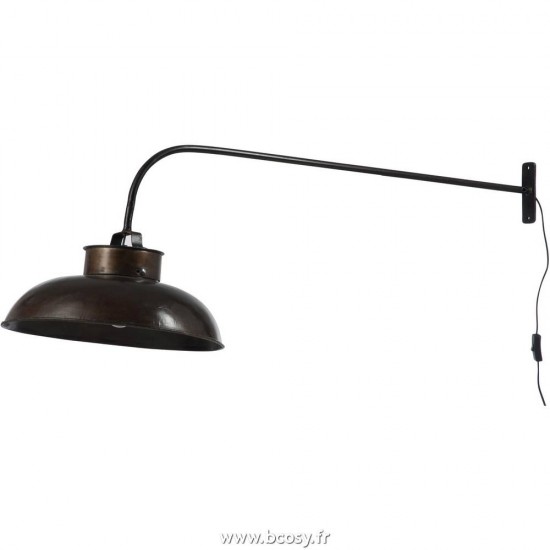 J-Line Lampe rétro murale lounge en métal noir Appliques Murales Jolipa Jline Lampe Murale Lounge Metal Noir