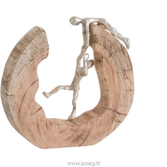 J Line Personnage Couple Escalier Bois Aluminium Naturel Argent 38 Jline 85143 by Jolipa 85143