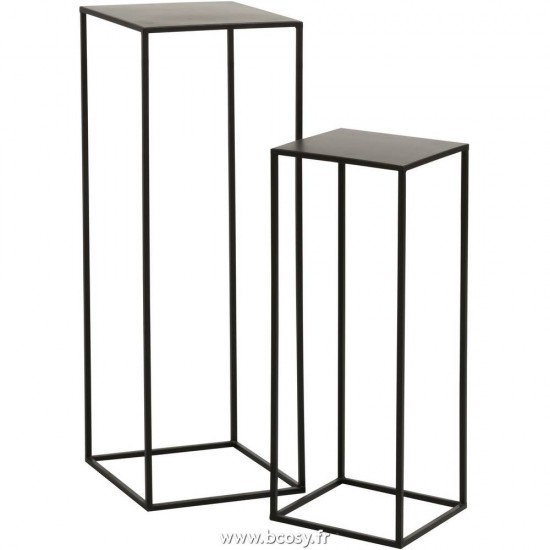 J-Line tables d appoint bouts de canapé Jolipa Jline Set De 2 Table Gigogne Carree Metal Noir