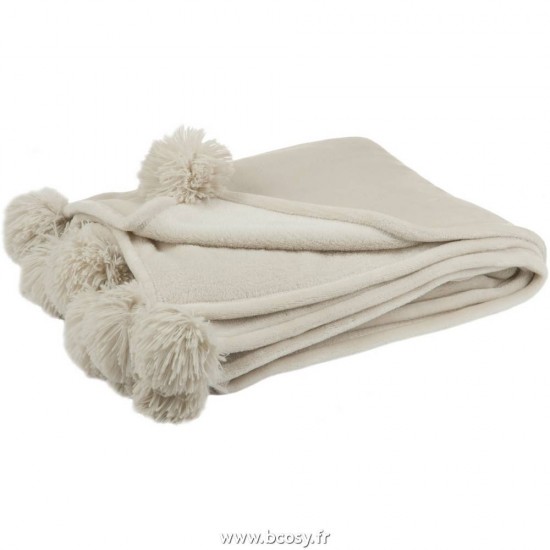 J Line Plaid Pompon Polyester Beige Fonce Jline 88503 by Jolipa 88503