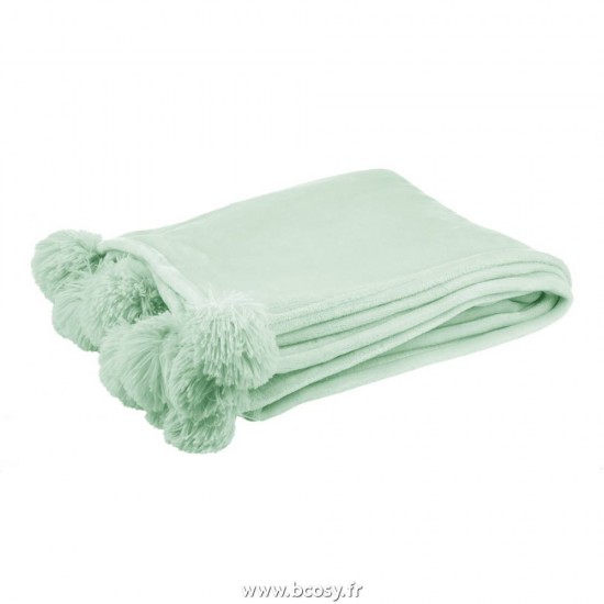 J Line Plaid Pompon Polyester Vert Clair Jline 88504 by Jolipa 88504