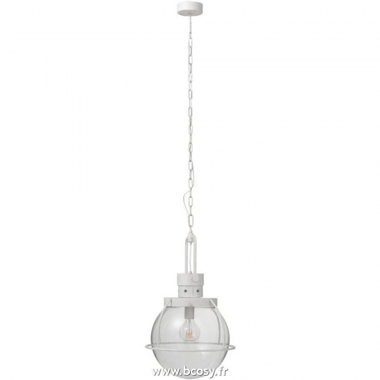 J-Line lampes suspendues suspensions pendantes Jolipa Jline Lampe Suspendue Boule Verre Metal Blanc