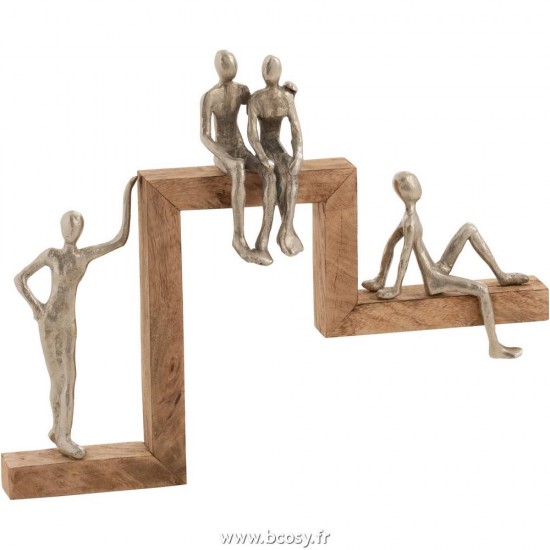 J-Line personnes statuettes Jolipa Jline Personnage 4 Relax Escalier Aluminium Manguier Argent Naturel