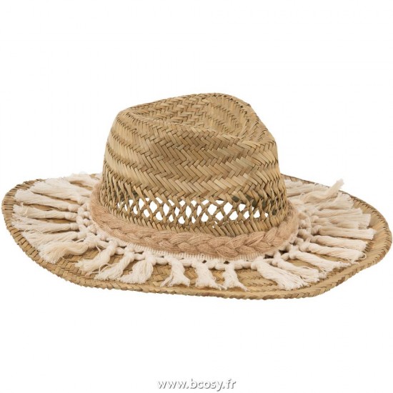J Line Chapeau De Plage Rotin Jute Coton Naturel Jline 93085 by Jolipa 93085