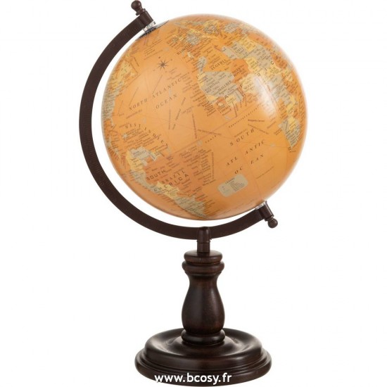 J Line Mappemonde Sur Pied Bois Ocre Medium Jline 93719 by Jolipa 93719
