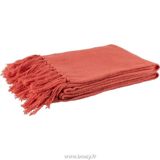 J-Line Jolipa Jline Plaid Crochete Pompons Coton Rose