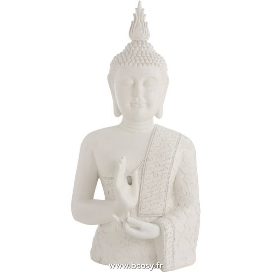 J Line Bouddha Zen Resine Blanc Jline 94246 by Jolipa 94246