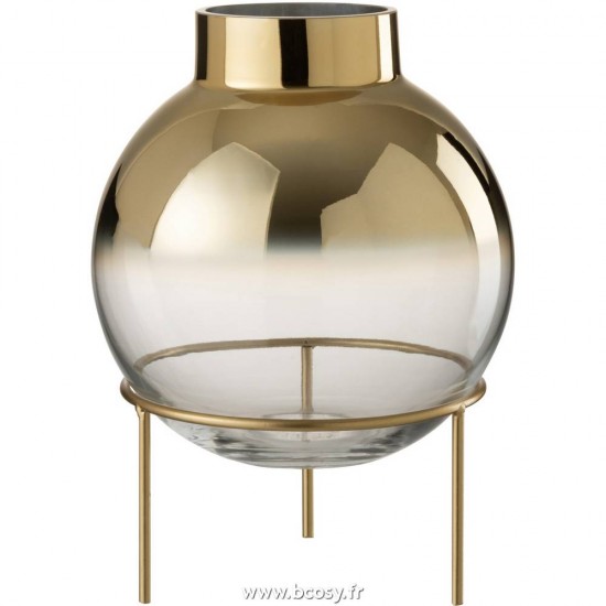 J Line Vase Boule Sur Pied Verre Or Transparent 30H Jline 95628 by Jolipa 95628
