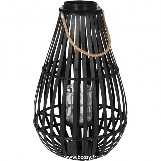 J Line Lanterne Forme De Goutte Bambou Noir Medium 70H Jline 96209 by Jolipa 96209