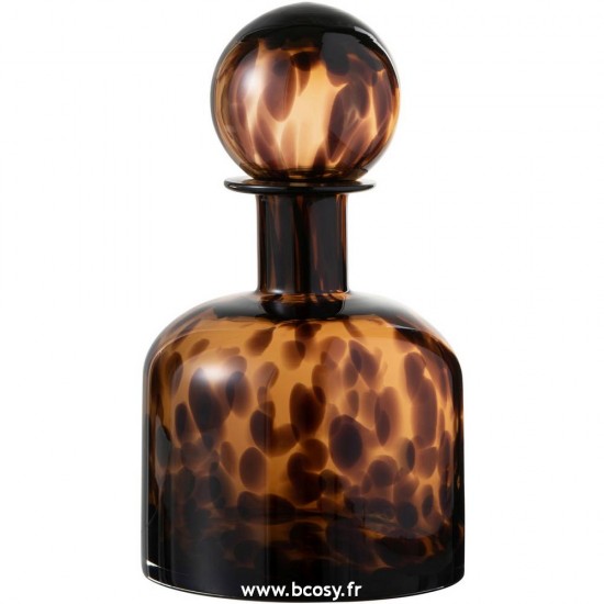 J-Line carafes a decanter Jolipa Jline Bouteille Bouchon Tache Decoratif Verre Marron Noir Small