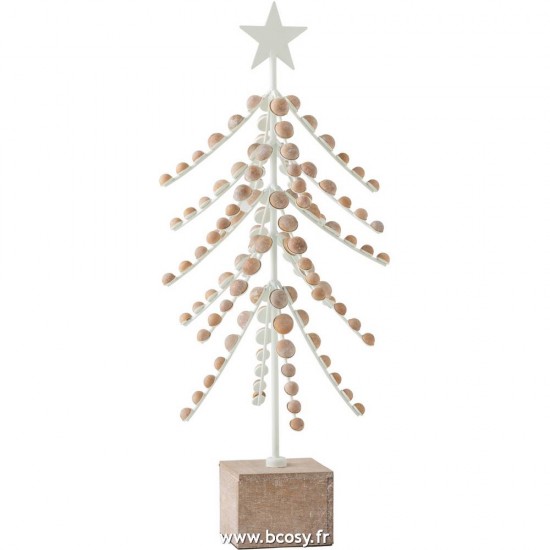 J Line Sapin+Pied Etoile Bois Metal Blanc Naturel 56H Jline 96802 by Jolipa 96802