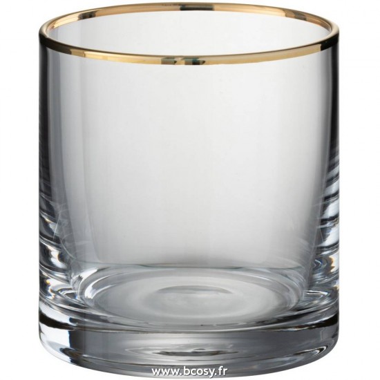 J Line Verre Bord Cylindrique Verre Transparent Or 9H Jline 97025 by Jolipa 97025 Assortiment de 6 pcs