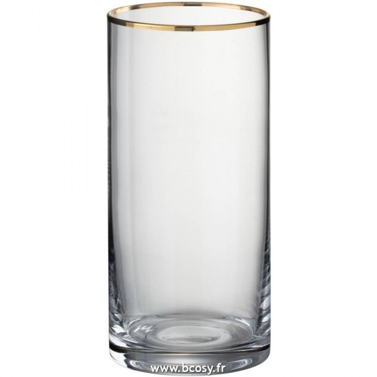 J Line Verre Bord Cylindrique Haut Verre Transparent Or 16H Jline 97026 by Jolipa 97026 Assortiment de 6 pcs