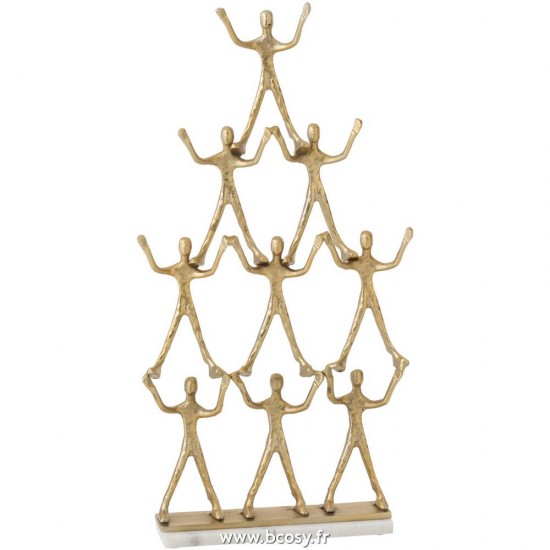 J Line Statue 9 Personnes Pyramide Aluminium Marbre Or Blanc 70H Jline 97061 by Jolipa 97061
