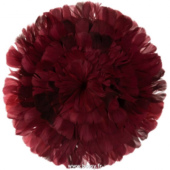 J Line Rond Decoratif Plumes Bordeaux L39xB2xH39 cm Jline 97474 by Jolipa 97474