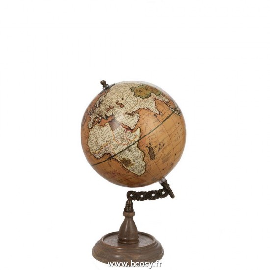 J Line Globe Sur Pied Bois Rouille Naturel Medium 34H Jline 97968 by Jolipa 97968