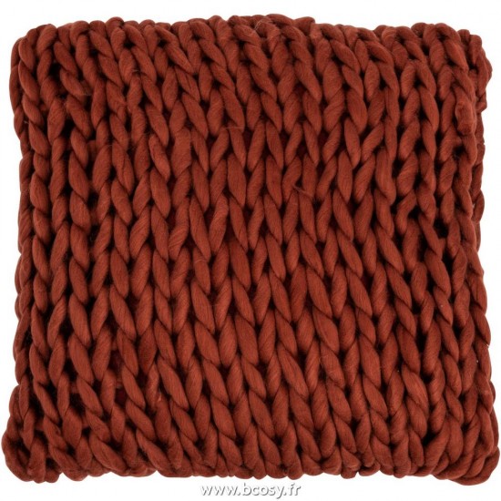 J-Line coussins Jolipa Jline Coussin Tricote Carre Acrylique Rouge