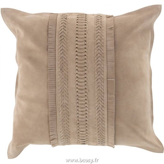 J-Line coussins Jolipa Jline Coussin Bord Carre Cuir Gris Clair