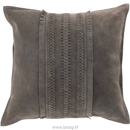 J-Line coussins Jolipa Jline Coussin Bord Carre Cuir Gris