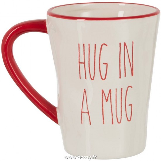 J Line Tasse Hug In Mug Ceramique Rouge Blanc Jline 98401 by Jolipa 98401