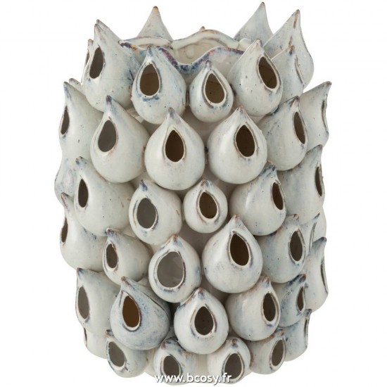 J-Line vases Jolipa Jline Vase Anemone Haut Ceramique Bleu