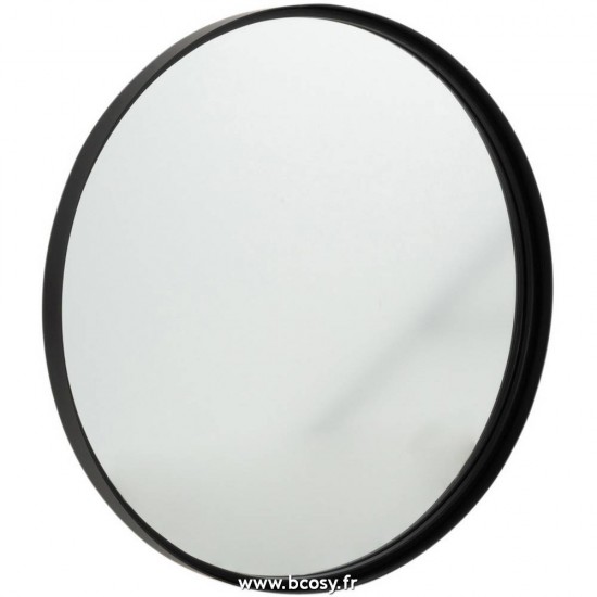 J-Line miroirs Jolipa J Line Jline Miroir Rond Bord Haut Metal Verre Noir Small